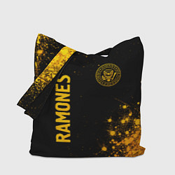 Сумка-шопер Ramones - gold gradient: надпись, символ, цвет: 3D-принт