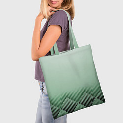 Сумка-шопер Зеленый градиент с ромбами, цвет: 3D-принт — фото 2