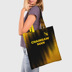 Сумка-шопер Chainsaw Man - gold gradient: символ сверху, цвет: 3D-принт — фото 2