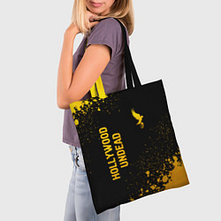 Сумка-шопер Hollywood Undead - gold gradient: надпись, символ, цвет: 3D-принт — фото 2