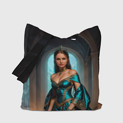 Сумка-шопер Девушка принцесса в бирюзовом платье с драгоценнос, цвет: 3D-принт
