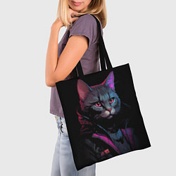 Сумка-шопер Кот в стиле киберпанк, цвет: 3D-принт — фото 2