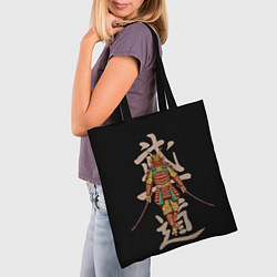 Сумка-шопер Самурай - иероглифы, цвет: 3D-принт — фото 2