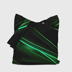 Сумка-шопер Green lines black backgrouns, цвет: 3D-принт