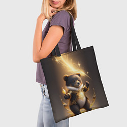 Сумка-шопер Бурый медвежонок с фонариком, цвет: 3D-принт — фото 2