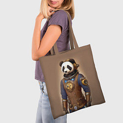 Сумка-шопер Крутой панда в стиле стимпанк - нейросеть, цвет: 3D-принт — фото 2