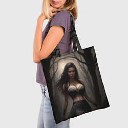 Сумка-шопер Девушка в черном белье, цвет: 3D-принт — фото 2