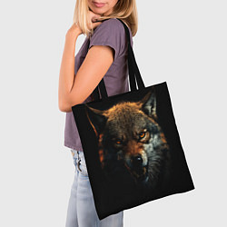 Сумка-шопер Оскал дикого волка, цвет: 3D-принт — фото 2