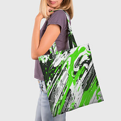 Сумка-шопер Спонтанные брызги зелёные, цвет: 3D-принт — фото 2