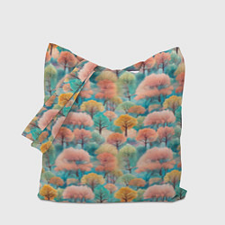 Сумка-шопер Деревья разноцветные узор, цвет: 3D-принт
