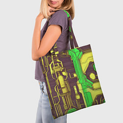Сумка-шопер Кибер схемы ксилотно-зелёные, цвет: 3D-принт — фото 2