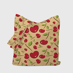 Сумка-шопер Россыпь вишни на веточках, цвет: 3D-принт