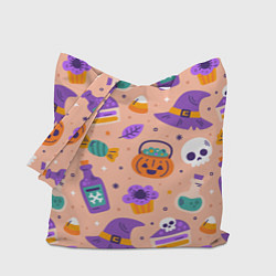 Сумка-шопер Halloween skulls pattern, цвет: 3D-принт