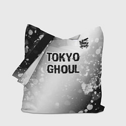 Сумка-шопер Tokyo Ghoul glitch на светлом фоне: символ сверху, цвет: 3D-принт
