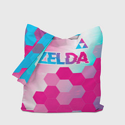 Сумка-шопер Zelda neon gradient style: символ сверху, цвет: 3D-принт