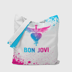 Сумка-шопер Bon Jovi neon gradient style, цвет: 3D-принт