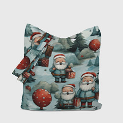 Сумка-шопер Рождественский узор с Санта Клаусами, цвет: 3D-принт