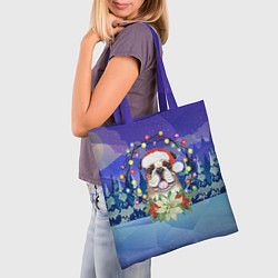 Сумка-шопер Новогодний пёс, цвет: 3D-принт — фото 2