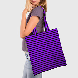 Сумка-шопер Фиолетовый в чёрную полоску, цвет: 3D-принт — фото 2