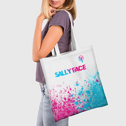 Сумка-шопер Sally Face neon gradient style: символ сверху, цвет: 3D-принт — фото 2