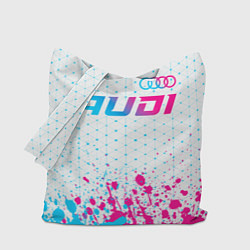 Сумка-шопер Audi neon gradient style: символ сверху, цвет: 3D-принт