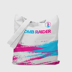 Сумка-шопер Tomb Raider neon gradient style посередине, цвет: 3D-принт