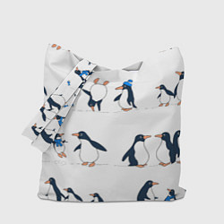 Сумка-шопер Семейство пингвинов на прогулке, цвет: 3D-принт