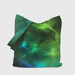 Сумка-шопер Бескрайний космос зелёный, цвет: 3D-принт