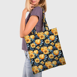 Сумка-шопер Паттерн тыквы и цветы, цвет: 3D-принт — фото 2