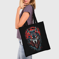 Сумка-шопер Логотип рок группы Алиса на фоне волка, цвет: 3D-принт — фото 2