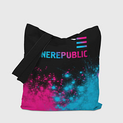 Сумка-шопер OneRepublic - neon gradient посередине, цвет: 3D-принт