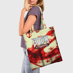 Сумка-шопер Doom Eteranal символы марса, цвет: 3D-принт — фото 2