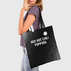 Сумка-шопер Red Hot Chili Peppers glitch на темном фоне посере, цвет: 3D-принт — фото 2