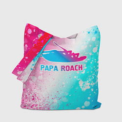 Сумка-шопер Papa Roach neon gradient style, цвет: 3D-принт