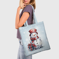Сумка-шопер New Years cute snowman, цвет: 3D-принт — фото 2