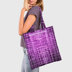 Сумка-шопер Фиолетовые неоновые полосы киберпанк, цвет: 3D-принт — фото 2