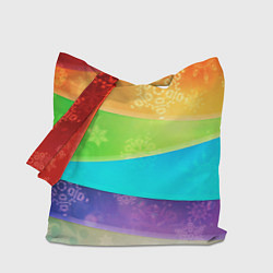 Сумка-шопер Абстрактный разноцветный волнистый фон со снежинка, цвет: 3D-принт