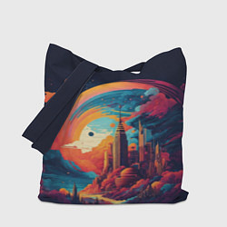 Сумка-шопер Пейзаж футуристичного города, цвет: 3D-принт
