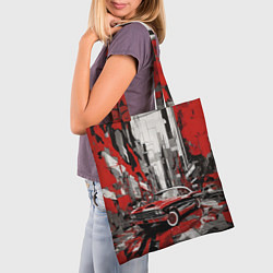 Сумка-шопер Черно-красный автомобиль, цвет: 3D-принт — фото 2