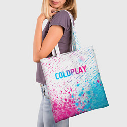 Сумка-шопер Coldplay neon gradient style посередине, цвет: 3D-принт — фото 2