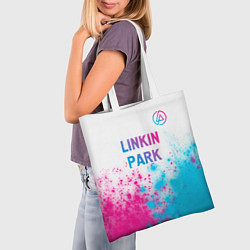 Сумка-шопер Linkin Park neon gradient style посередине, цвет: 3D-принт — фото 2