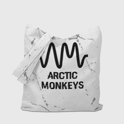 Сумка-шопер Arctic Monkeys glitch на светлом фоне, цвет: 3D-принт