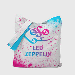 Сумка-шопер Led Zeppelin neon gradient style, цвет: 3D-принт