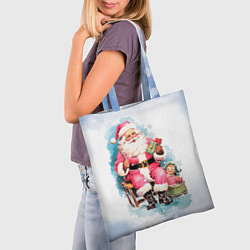 Сумка-шопер Акварельный ретро Санта Клаус, цвет: 3D-принт — фото 2