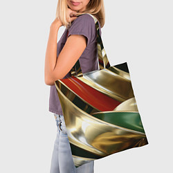 Сумка-шопер Золотая абстракция с зелеными и красными вставками, цвет: 3D-принт — фото 2