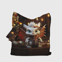 Сумка-шопер Белый новогодний дракон, цвет: 3D-принт