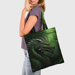 Сумка-шопер Зеленый дракон символ 2024, цвет: 3D-принт — фото 2