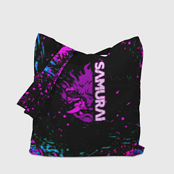 Сумка-шопер Неоновый самурай киберпанк, цвет: 3D-принт