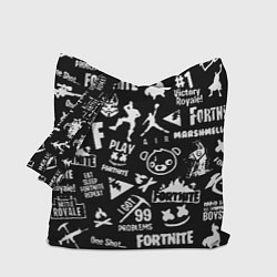 Сумка-шопер Fortnite alllogo black, цвет: 3D-принт