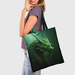 Сумка-шопер Яркий зеленый дракон, цвет: 3D-принт — фото 2